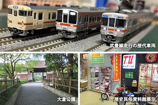 武豊線走行の歴代車両 大倉公園 歴史民俗資料館展示