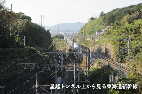 星越トンネル上から見る東海道新幹線